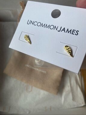 Uncommon James Angel Wing Gold Climber Earrings BRAND NEW w/ pouch